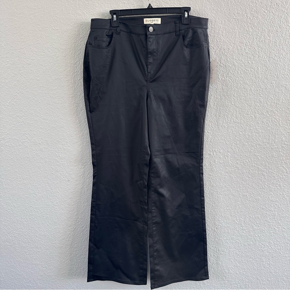 ELOQUII Coated Black Denim Jeans Women’s Size 14 Straight Leg NWT